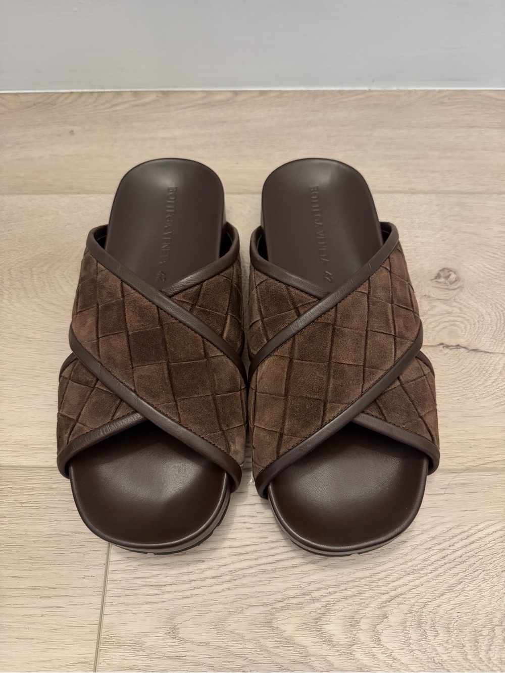 Bottega Veneta Men’s Tarik Sandal in suede and leather fondant (42 IT, 9 US)